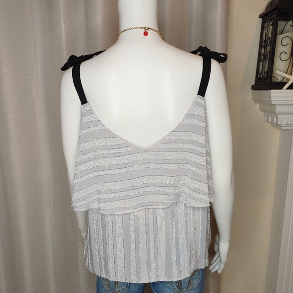 ELODIE RIBBON TIE LAYERED CAMI, BLUE NWT L - Picture 6 of 9